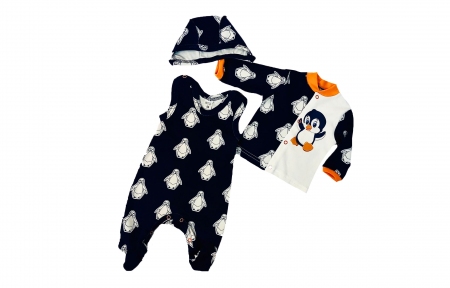 Комплект с распашонкой и ползунками - Пингвинчики