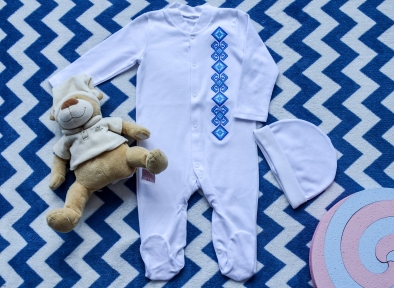 Комплект -Геометрия синяя  (человечек и шапочка)