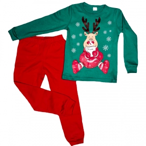 Пижама зеленая - Согрейся с олененком