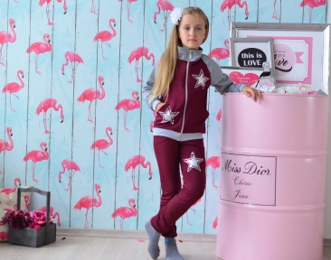 Спортивный костюм-Звезды бордовый