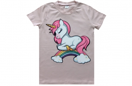 Футболка пудровая - Единорог