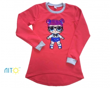 Туника кораловая - Кукла в очках