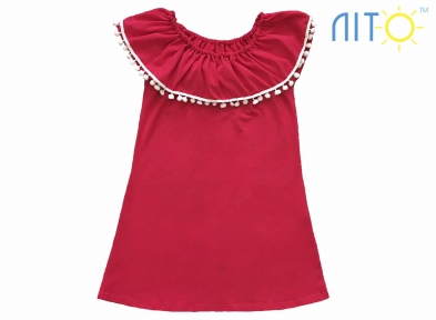 Платье- Волан малиновое