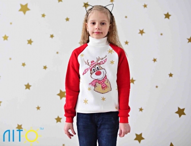  Світшот-гольф  з начосом -Олень вишитий