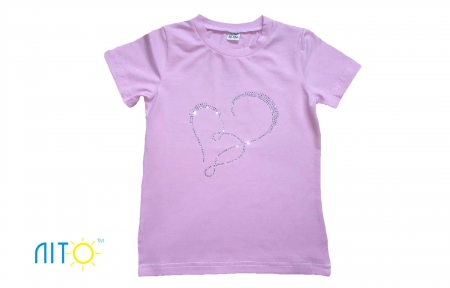 Футболка з камінцями рожева 