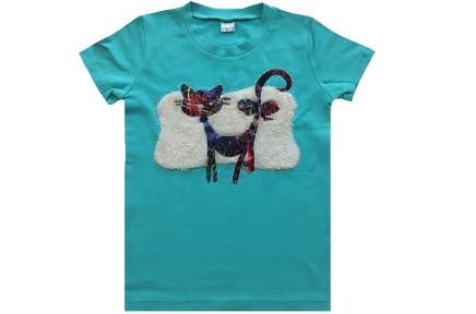 Футболка ментоловая - Кот