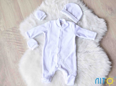 Комплект велюровый -Человечек,шапочка и перчатки