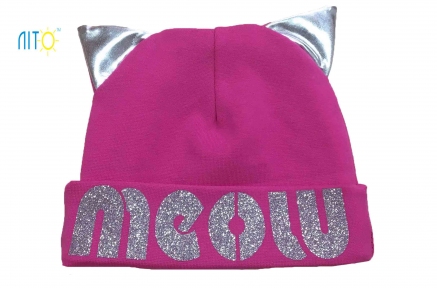 Шапка малинова сріблясті вушка - Meow