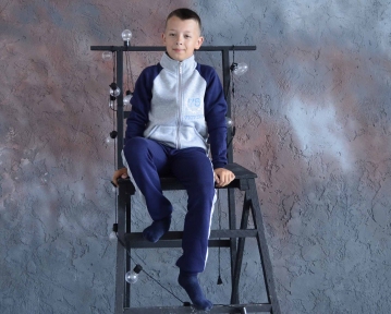 Спортивный костюм утепленный  Victory темно-синий с серым