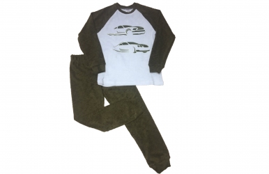 Пижама махровая - Машины оливковая