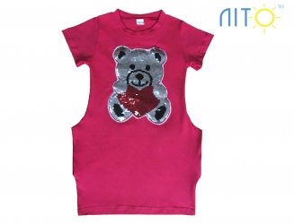 Платье -Красно-малиновое Мишка