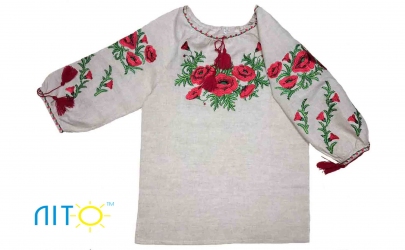 Вишита сорочка - Маки на бежевому