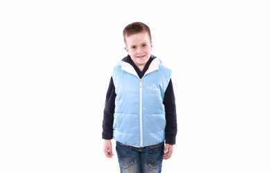 Жилетка с капюшоном - Голубая