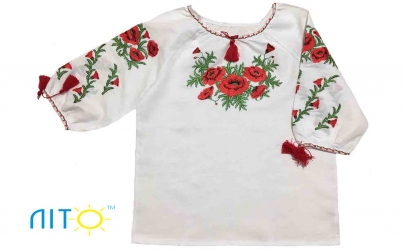 Сорочка вишита - Маки на білому