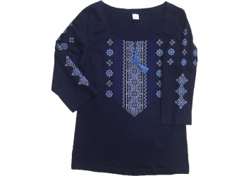 Футболка вышитая синяя - Орнамент