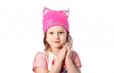 Шапка малиновая серебристые ушки - Princess