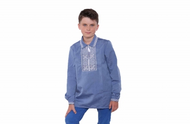 Рубашка вышитая - Джинсовая