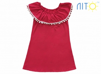 Платье- Волан малиновое