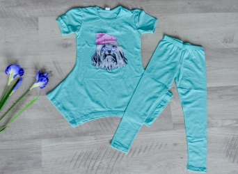 Туника и леггинсы ментол - Собачка