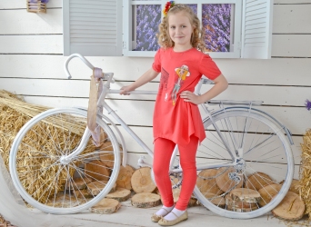 Туника и леггинсы корал - Париж