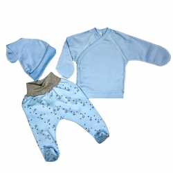 Комплект с распашонкой и брюками - Голубой