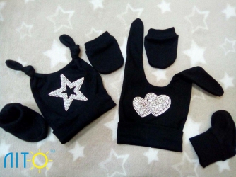 Набор - Fashion (шапочка +пинетки +царапки )