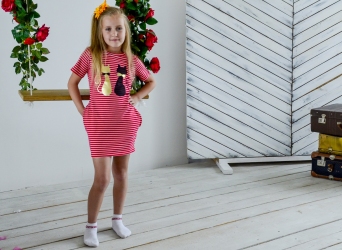 Платье полоска - Кошки