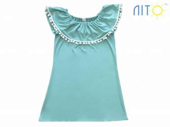 Платье- Волан ментоловое